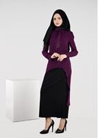 Tesettür giyim MÜRDÜM KENDİNDEN FULARLI 2′Lİ ETEKLİ TAKIM 3315E