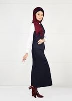 Tesettür giyim LACİVERT DAR KESİM FERMUARLI 2Lİ ETEKLİ TAKIM 4759 