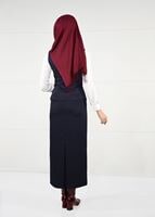 Tesettür giyim LACİVERT DAR KESİM FERMUARLI 2Lİ ETEKLİ TAKIM 4759 