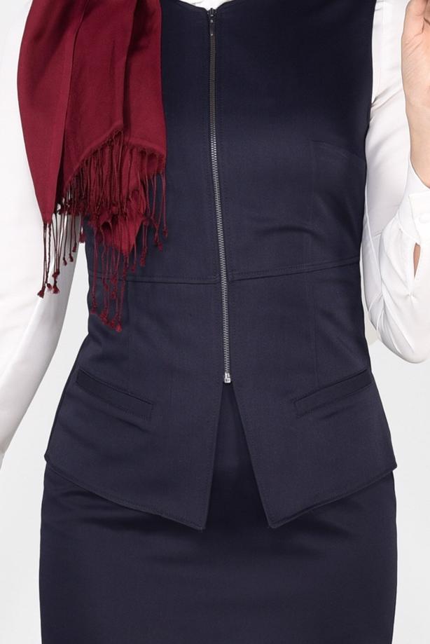 Tesettür giyim LACİVERT DAR KESİM FERMUARLI 2Lİ ETEKLİ TAKIM 4759  - TRENDTESETTÜR