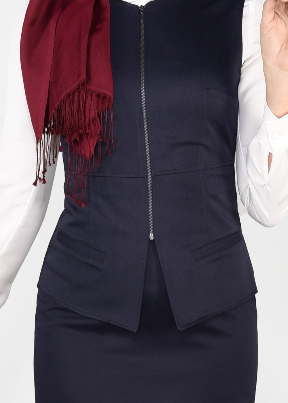 Tesettür giyim LACİVERT DAR KESİM FERMUARLI 2Lİ ETEKLİ TAKIM 4759 