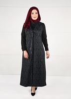 Hijab clothing GREY TIE-FRONT JAQUARD DRESS 3322 