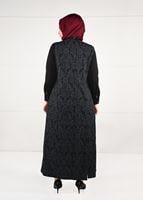 Hijab clothing GREY TIE-FRONT JAQUARD DRESS 3322 