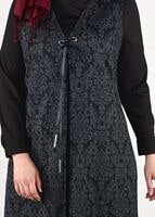 Hijab clothing GREY TIE-FRONT JAQUARD DRESS 3322 