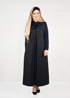 Tesettür giyim LACİVERT BAĞCIKLI JAKAR 2Lİ ELBİSELİ TAKIM 3322 