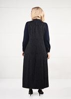 Tesettür giyim LACİVERT BAĞCIKLI JAKAR 2Lİ ELBİSELİ TAKIM 3322 