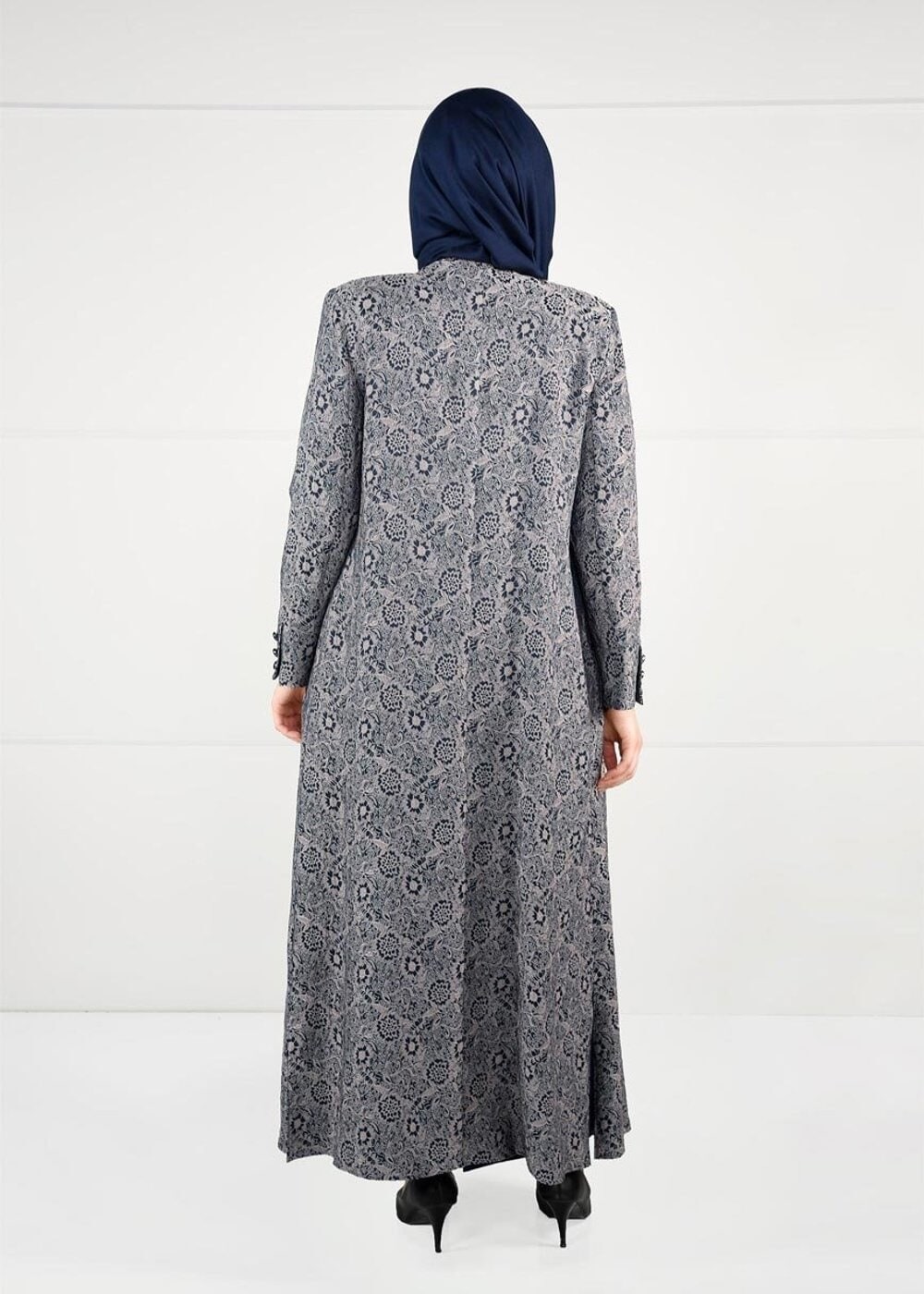 Vêtements hijab BLEU MARINE ROBE À DESSINS 3331