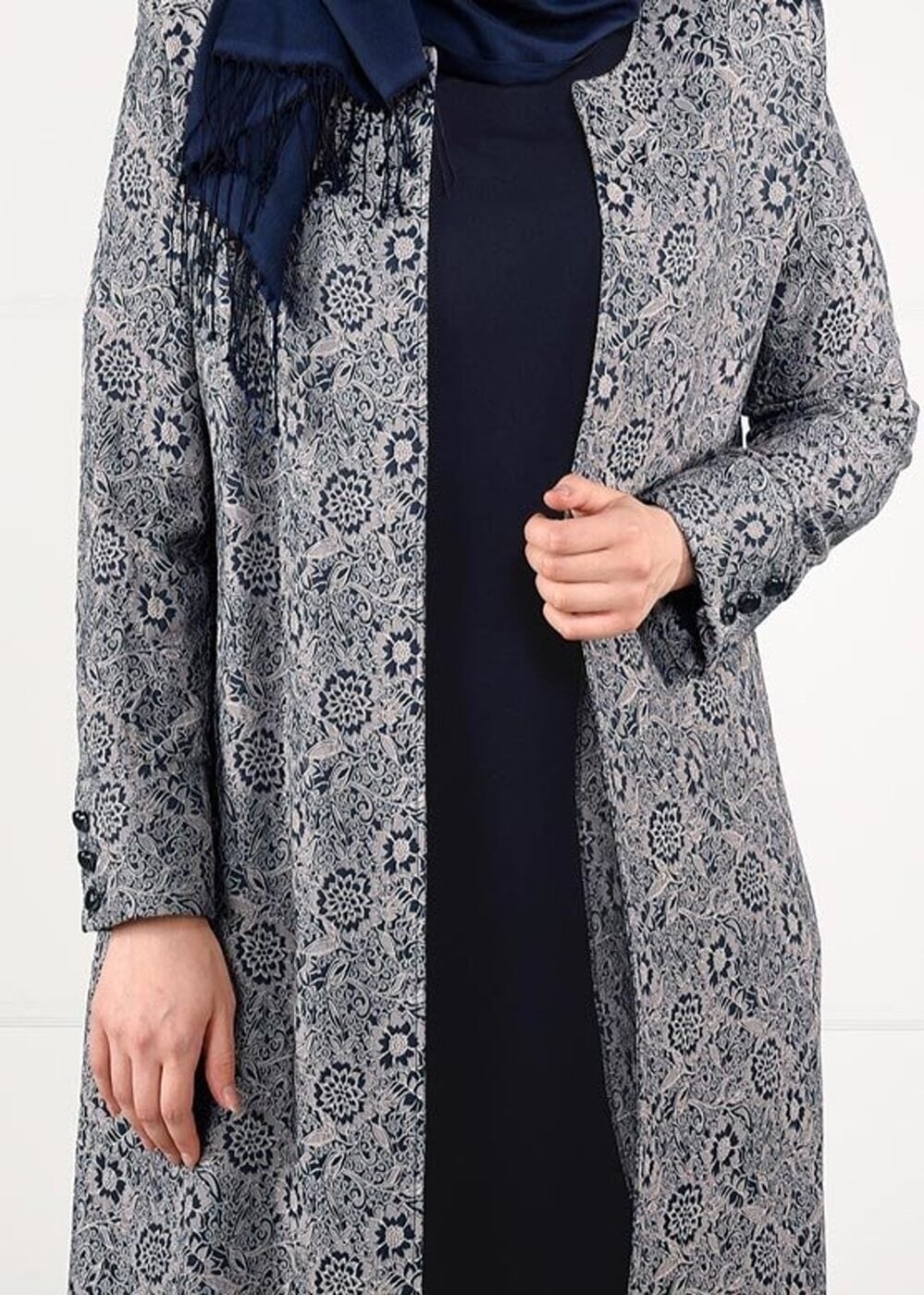 Vêtements hijab BLEU MARINE ROBE À DESSINS 3331