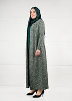 Tesettür giyim YEŞİL DESENLİ 2Lİ ELBİSELİ TAKIM 3331 