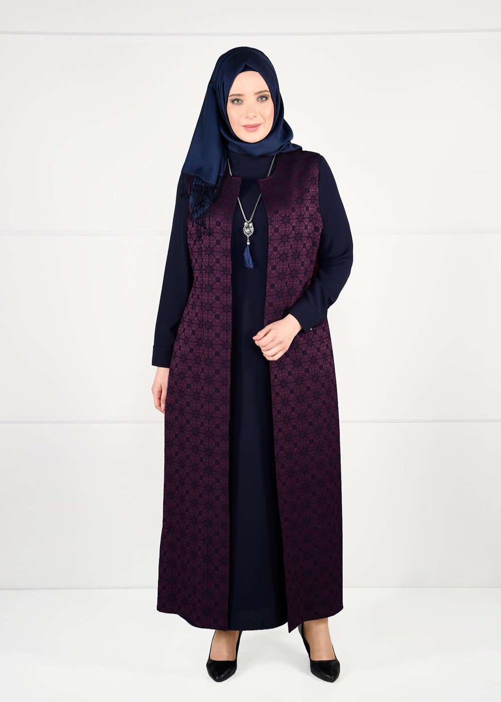 Hijab clothing PLUM PATTERNED DRESS SUIT 3332