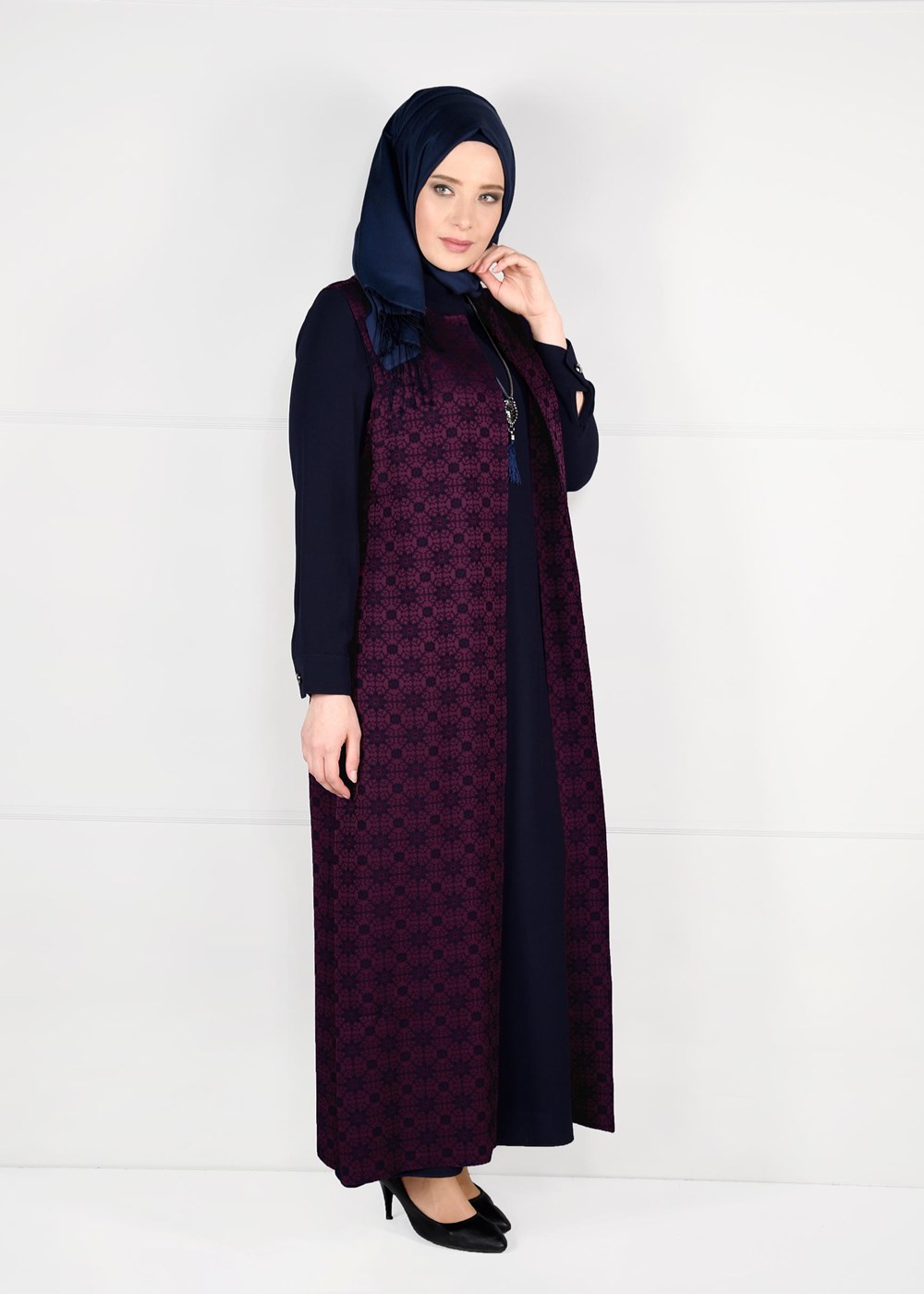 Hijab clothing PLUM PATTERNED DRESS SUIT 3332