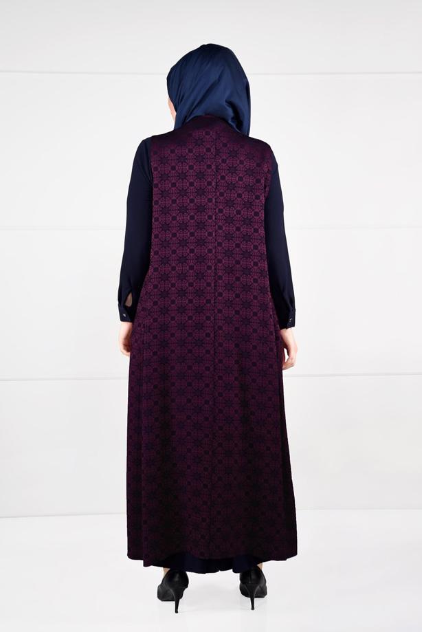 Hijab clothing PLUM PATTERNED DRESS SUIT 3332 - TRENDTESETTÜR