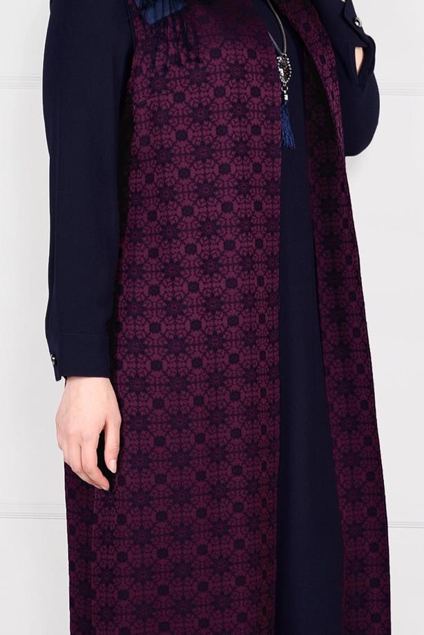 Hijab clothing PLUM PATTERNED DRESS SUIT 3332 - TRENDTESETTÜR
