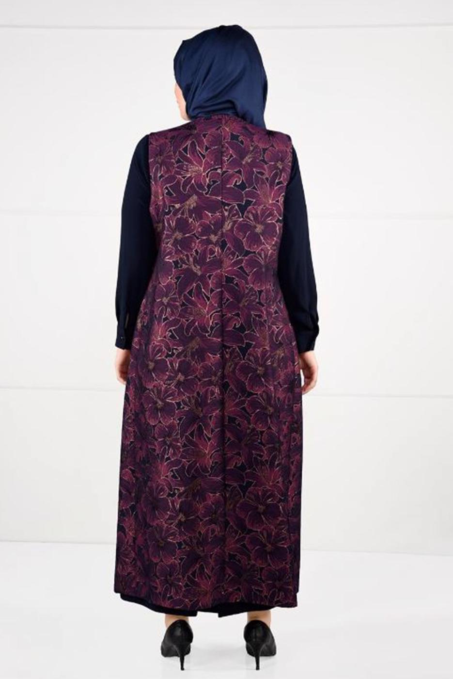 Vêtements hijab FUCHSIA ROBE À FLEURS IMPRIMÉES 3343 
