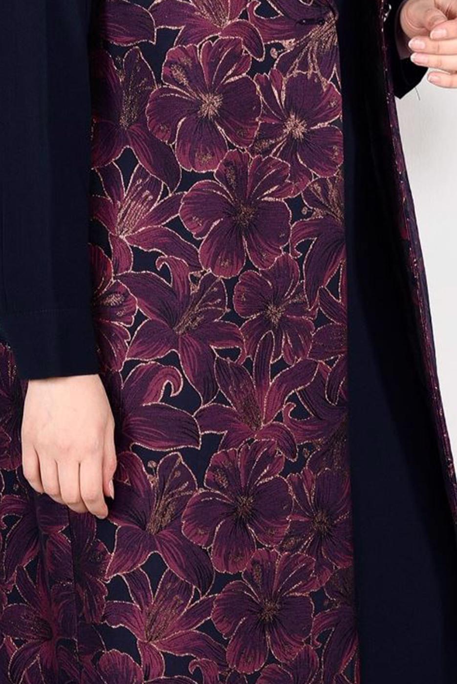 Vêtements hijab FUCHSIA ROBE À FLEURS IMPRIMÉES 3343 