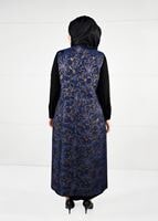Vêtements hijab BLEU MARINE ROBE À FLEURS IMPRIMÉES 3343 