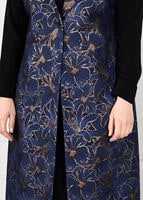 Hijab clothing NAVY BLUE FLORAL PATTERNED DRESS SUIT 3343
