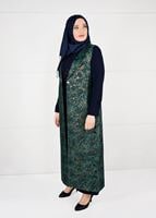Vêtements hijab VERT ROBE À FLEURS IMPRIMÉES 3343 