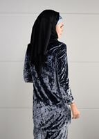 Tesettür giyim GRİ ASİMETRİK KESİM KADİFE 2Lİ PANTOLONLU TAKIM 92141