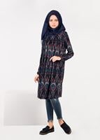 Tesettür giyim LACİVERT DESENLİ SALAŞ TUNİK 4865-1