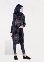 Tesettür giyim LACİVERT DESENLİ SALAŞ TUNİK 4865-1
