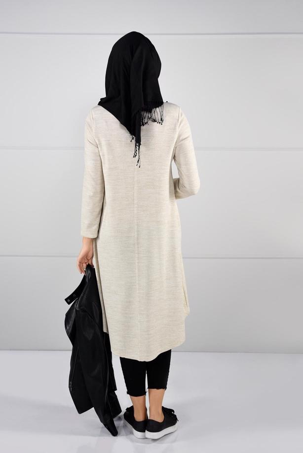 Tesettür giyim  İNCİ İŞLEMELİ GENİŞ KESİM TUNİK 03051 - TRENDTESETTÜR