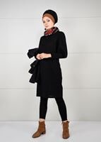 Tesettür giyim SİYAH FİTİLLİ ÖRME TUNİK 10351