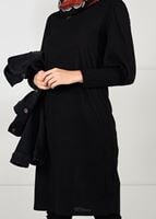 Tesettür giyim SİYAH FİTİLLİ ÖRME TUNİK 10351