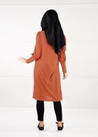 Tesettür giyim TURUNCU FİTİLLİ ÖRME TUNİK 10351