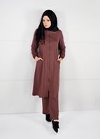 Tesettür giyim KAHVE FERMUARLI CEP DETAYLI EŞOFMAN TAKIM 11104 
