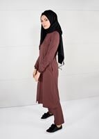 Tesettür giyim KAHVE FERMUARLI CEP DETAYLI EŞOFMAN TAKIM 11104 