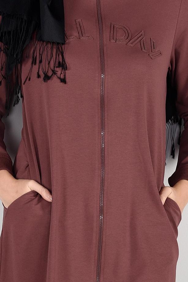 Hijab clothing BROWN ZIPPED TRACKSUIT 11104 - TRENDTESETTÜR