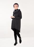 Tesettür giyim GRİ PELUŞLU FERMUAR DETAYLI TUNİK 13741