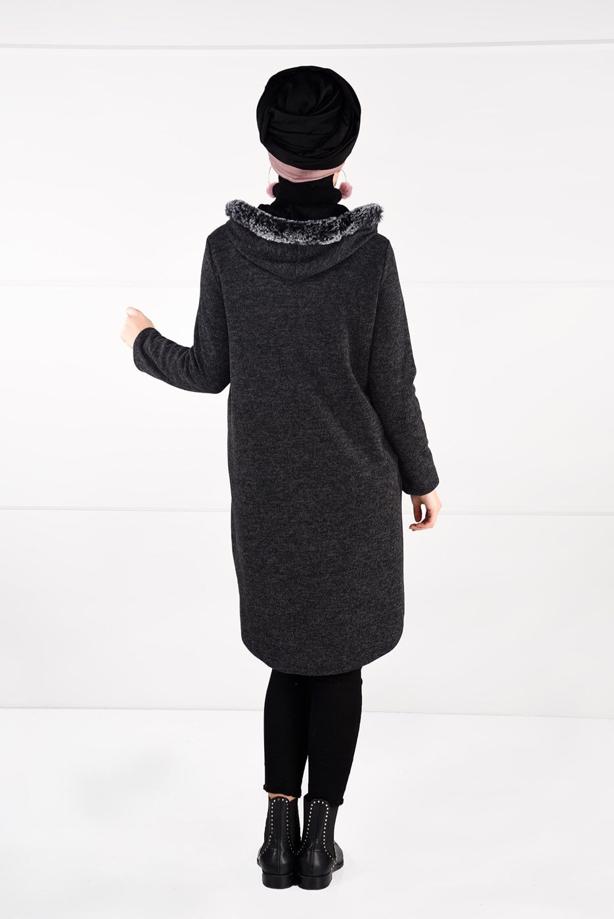 Tesettür giyim  PELUŞLU FERMUAR DETAYLI TUNİK 13741 - TRENDTESETTÜR