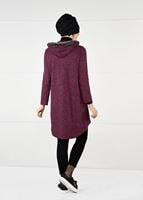 Tesettür giyim BORDO PELUŞLU FERMUAR DETAYLI TUNİK 13741