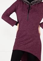 Tesettür giyim BORDO PELUŞLU FERMUAR DETAYLI TUNİK 13741