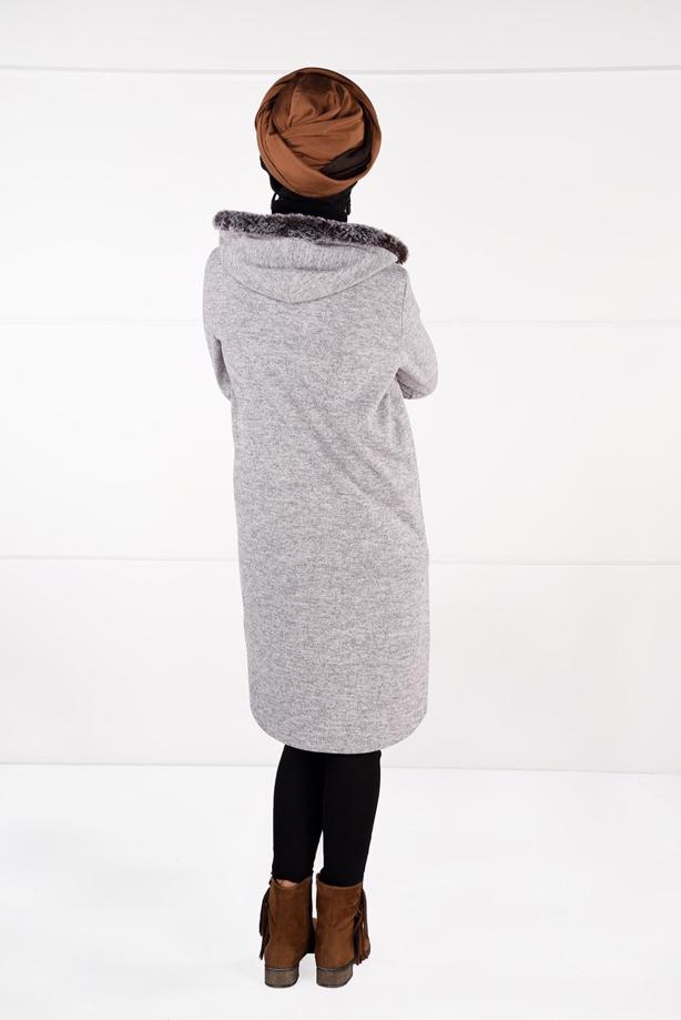 Tesettür giyim  PELUŞLU FERMUAR DETAYLI TUNİK 13741 - TRENDTESETTÜR