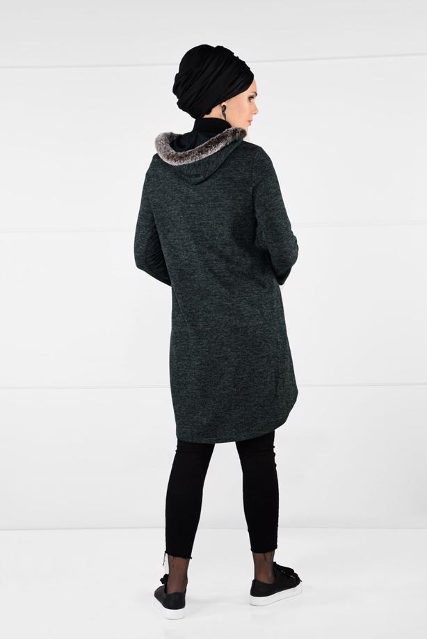 Tesettür giyim  PELUŞLU FERMUAR DETAYLI TUNİK 13741 - TRENDTESETTÜR