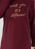 Tesettür giyim BORDO YANLARI RENKLİ DÜĞMELİ SPOR TUNİK 26015 