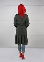 Tesettür giyim HAKİ NAKIŞLI FULARLI TUNİK 28941 