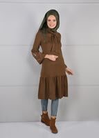 Tesettür giyim TABA NAKIŞLI FULARLI TUNİK 28941 