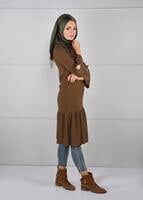 Tesettür giyim TABA NAKIŞLI FULARLI TUNİK 28941 