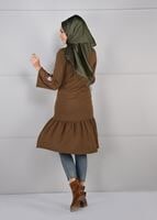 Tesettür giyim TABA NAKIŞLI FULARLI TUNİK 28941 