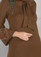 Tesettür giyim TABA NAKIŞLI FULARLI TUNİK 28941 