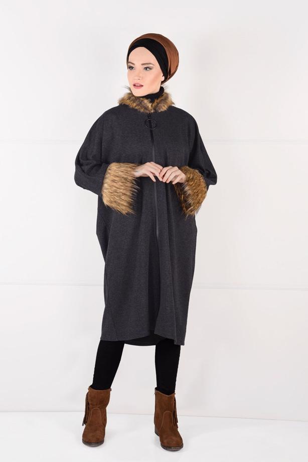 Tesettür giyim  YARASAKOL KABAN  40451 - TRENDTESETTÜR