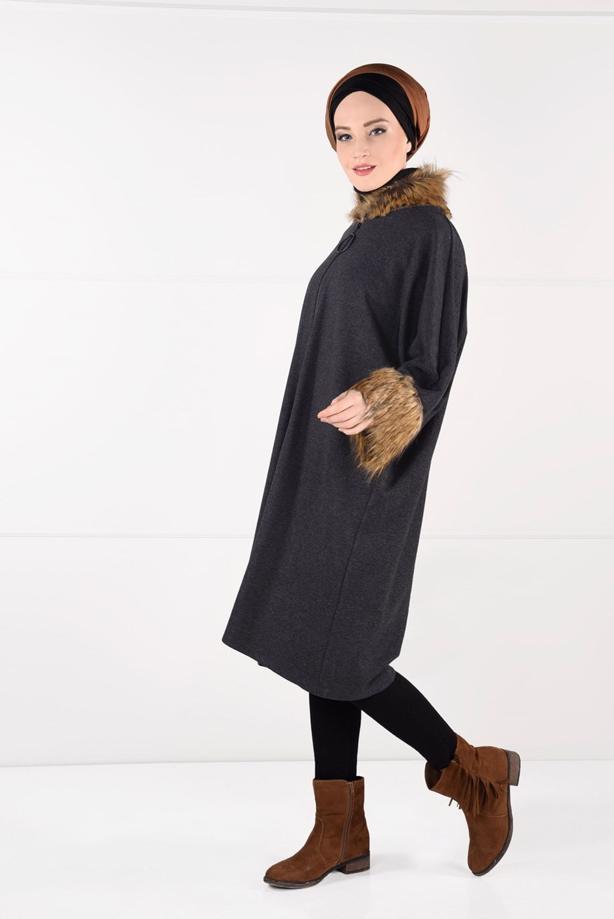 Tesettür giyim  YARASAKOL KABAN  40451 - TRENDTESETTÜR