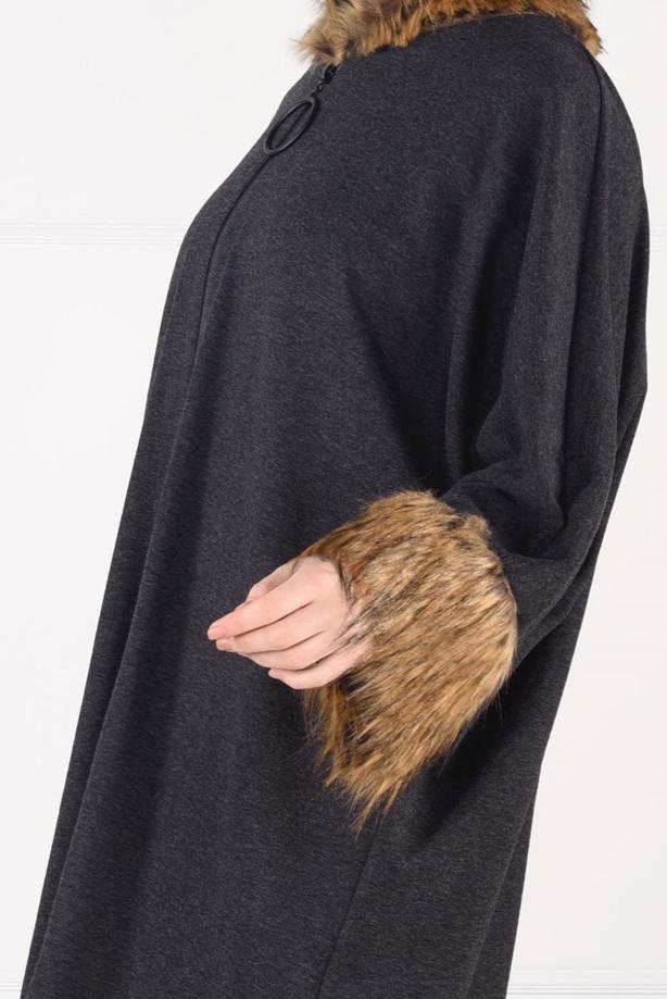 Tesettür giyim  YARASAKOL KABAN  40451 - TRENDTESETTÜR