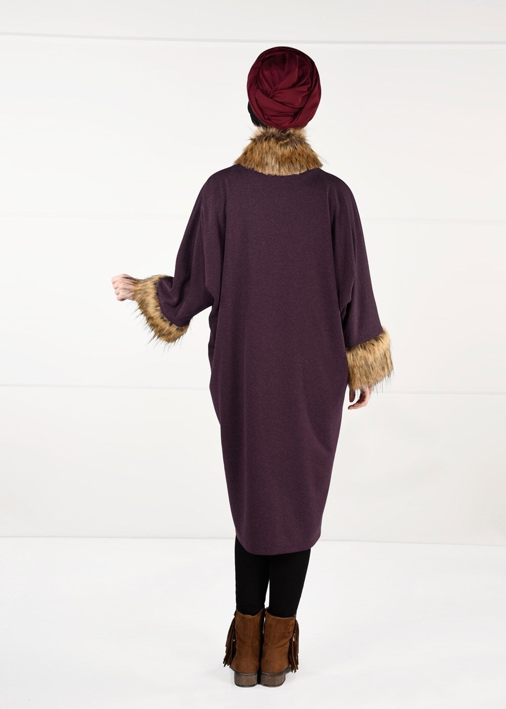 Tesettür giyim BORDO YARASAKOL KABAN  40451