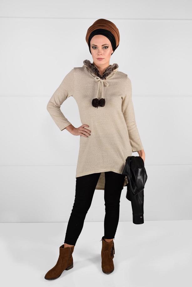 Tesettür giyim  PELUŞLU TRİKO TUNİK 41941  - TRENDTESETTÜR