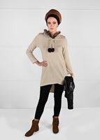 Tesettür giyim BEJ PELUŞLU TRİKO TUNİK 41941 